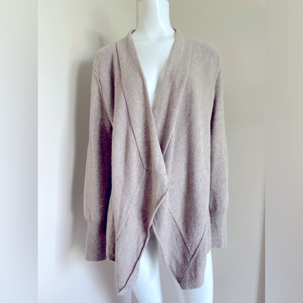 Eileen Fisher Cardigan Wool Viscose Blend Draped Open Front Long Sleeve Sz Large